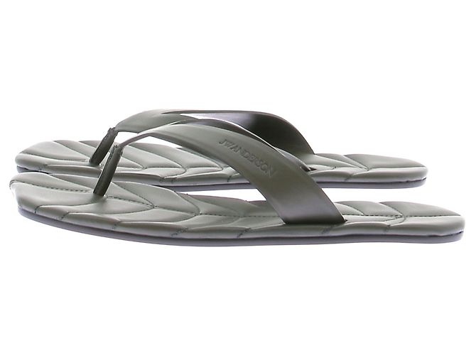 JW Anderson Chanclas Leaf de cuero verde - vista 2