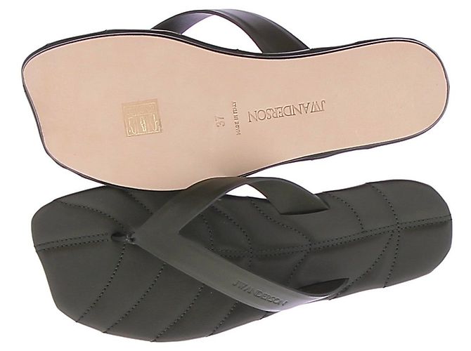 JW Anderson Chanclas Leaf de cuero verde - vista 5