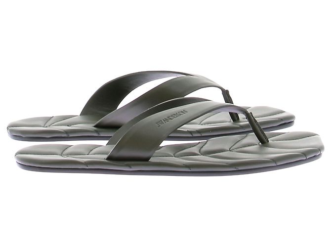 JW Anderson Chanclas Leaf de cuero verde - vista 6