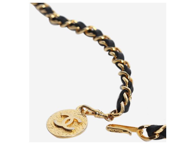 Chanel Black and gold Coco Mark 1982 chain belt - view 10