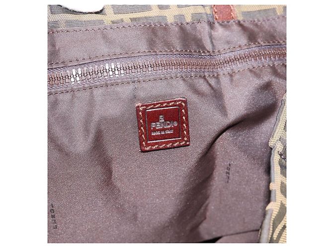Borsa Tote FENDI Zucca Canvas Nylon Marrone Nero - vista 14