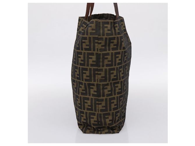 Borsa Tote FENDI Zucca Canvas Nylon Marrone Nero - vista 4