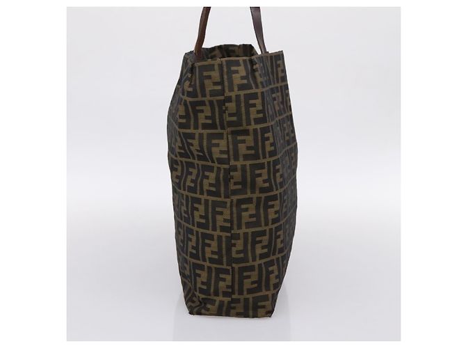 Borsa Tote FENDI Zucca Canvas Nylon Marrone Nero - vista 5