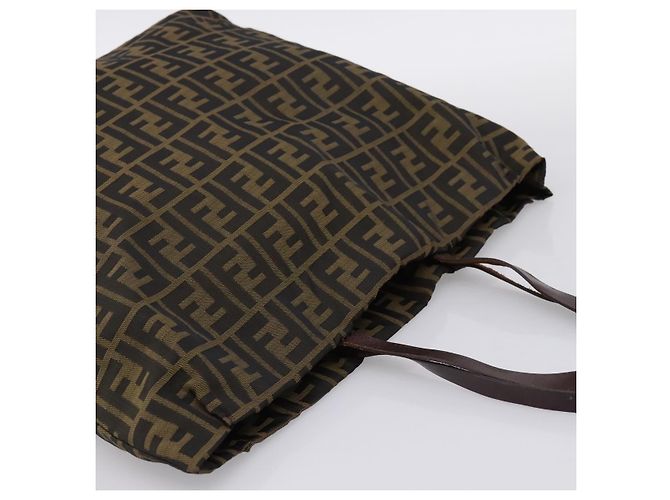 Borsa Tote FENDI Zucca Canvas Nylon Marrone Nero - vista 6