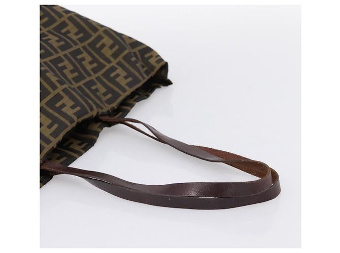 Borsa Tote FENDI Zucca Canvas Nylon Marrone Nero - vista 7