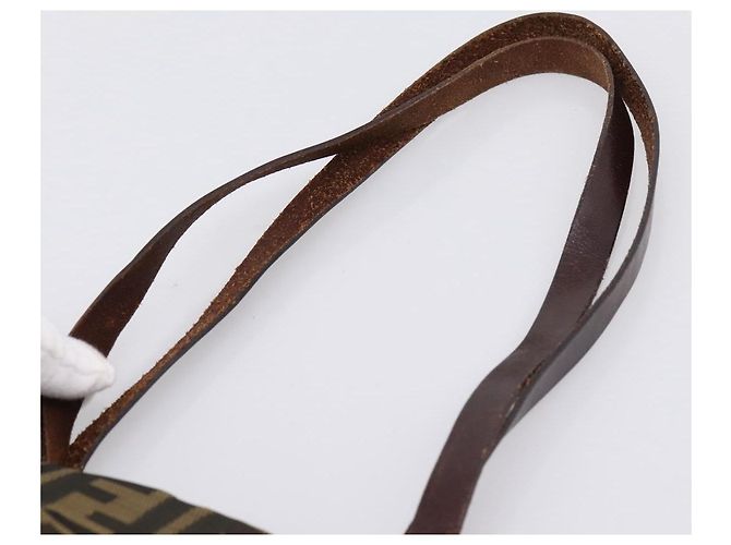 Borsa Tote FENDI Zucca Canvas Nylon Marrone Nero - vista 8