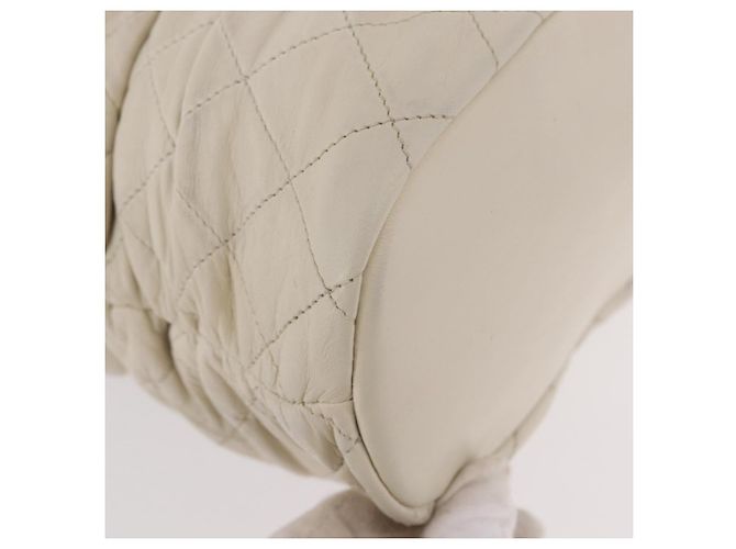 Borsa a tracolla CHANEL Chain Matelasse in pelle d'agnello Ivory Silver CC - vista 14