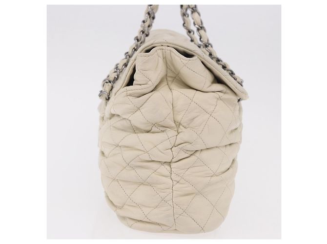Borsa a tracolla CHANEL Chain Matelasse in pelle d'agnello Ivory Silver CC - vista 4