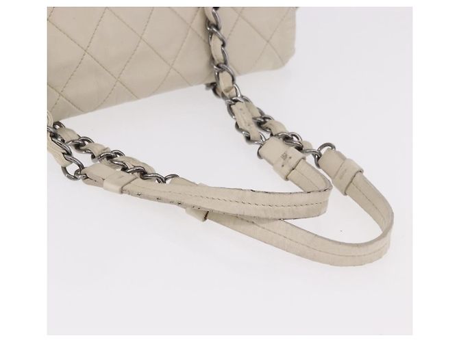 Borsa a tracolla CHANEL Chain Matelasse in pelle d'agnello Ivory Silver CC - vista 7