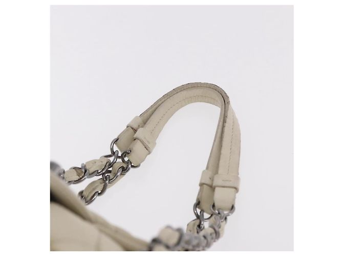 Borsa a tracolla CHANEL Chain Matelasse in pelle d'agnello Ivory Silver CC - vista 8