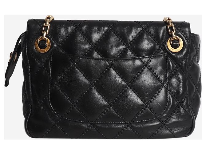 Chanel Borsa Accordion flap retro in pelle di agnello nera 2011 con catena - vista 3