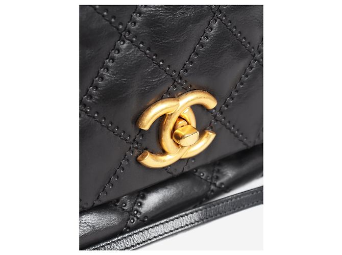 Chanel Borsa Accordion flap retro in pelle di agnello nera 2011 con catena - vista 4