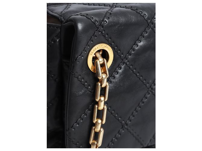 Chanel Borsa Accordion flap retro in pelle di agnello nera 2011 con catena - vista 6