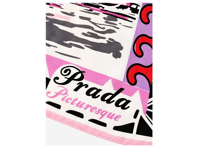 Prada Bedruckter Seidenschal in Rosa - Ansicht 2