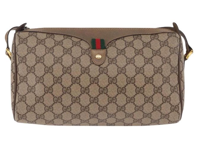 Borsa a tracolla GUCCI GG Supreme Web Sherry Line PVC Beige 89 02 017 - vista 13