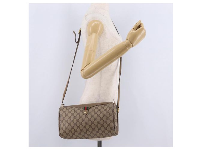Borsa a tracolla GUCCI GG Supreme Web Sherry Line PVC Beige 89 02 017 - vista 30