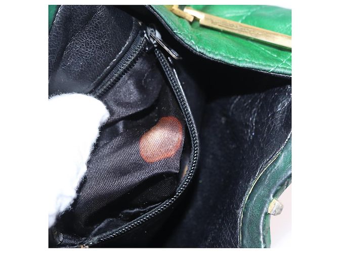 Borsa a tracolla CHANEL Matelasse con catena in pelle d'agnello verde e CC dorato - vista 11