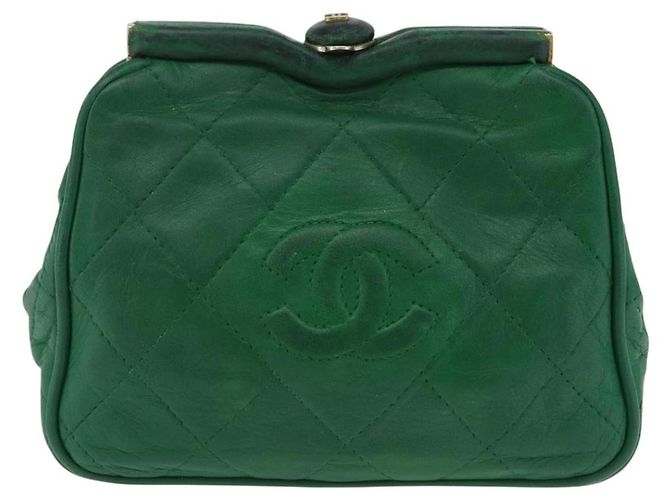 Borsa a tracolla CHANEL Matelasse con catena in pelle d'agnello verde e CC dorato - vista 13