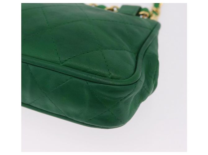 Borsa a tracolla CHANEL Matelasse con catena in pelle d'agnello verde e CC dorato - vista 19
