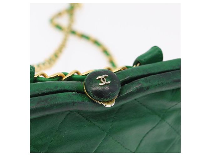 Borsa a tracolla CHANEL Matelasse con catena in pelle d'agnello verde e CC dorato - vista 20