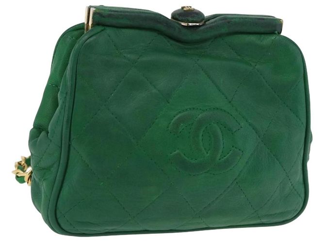 Borsa a tracolla CHANEL Matelasse con catena in pelle d'agnello verde e CC dorato - vista 27