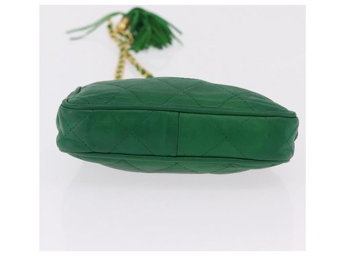 Borsa a tracolla CHANEL Matelasse con catena in pelle d'agnello verde e CC dorato - vista 5