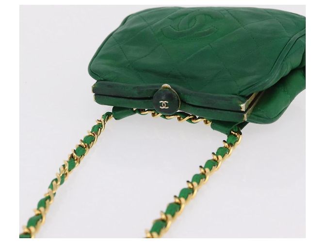 Borsa a tracolla CHANEL Matelasse con catena in pelle d'agnello verde e CC dorato - vista 6