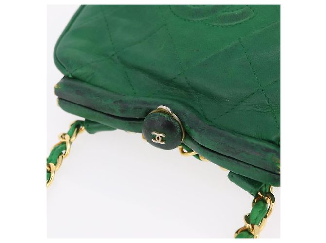 Borsa a tracolla CHANEL Matelasse con catena in pelle d'agnello verde e CC dorato - vista 7