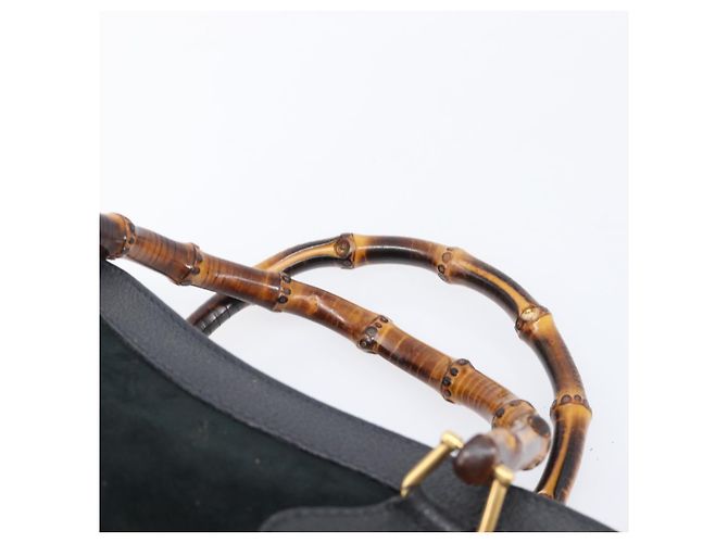 Borsa a mano GUCCI Bamboo Camoscio Nero Tono Oro 002 2853 0260 0 - vista 14