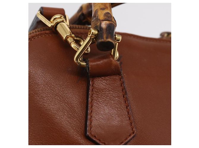 GUCCI Bamboo Hand Bag Leather 2way Brown Gold 000 1274 0290 - vista 10