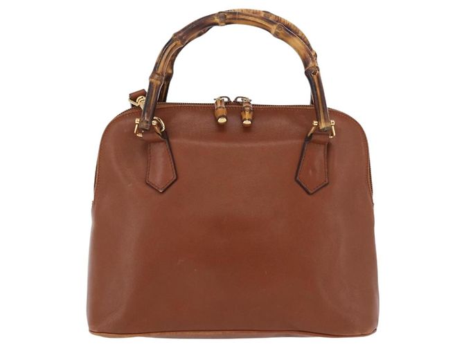 GUCCI Bamboo Hand Bag Leather 2way Brown Gold 000 1274 0290 - vista 13