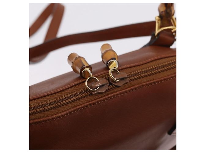 GUCCI Bamboo Hand Bag Leather 2way Brown Gold 000 1274 0290 - vista 20