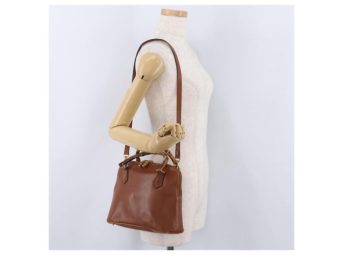GUCCI Bamboo Hand Bag Leather 2way Brown Gold 000 1274 0290 - vista 26