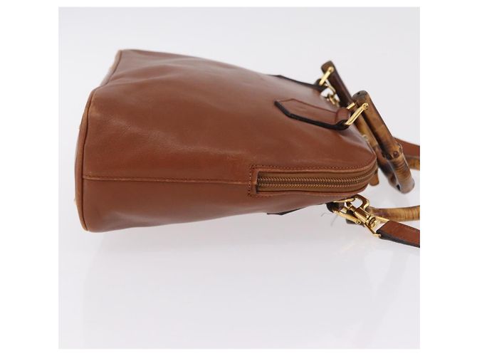 GUCCI Bamboo Hand Bag Leather 2way Brown Gold 000 1274 0290 - vista 4