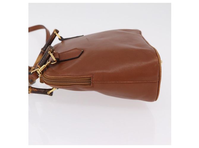 GUCCI Bamboo Hand Bag Leather 2way Brown Gold 000 1274 0290 - vista 5