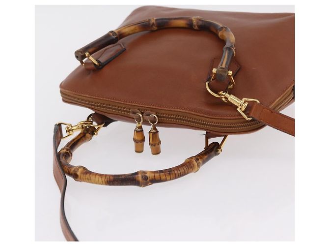 GUCCI Bamboo Hand Bag Leather 2way Brown Gold 000 1274 0290 - vista 7
