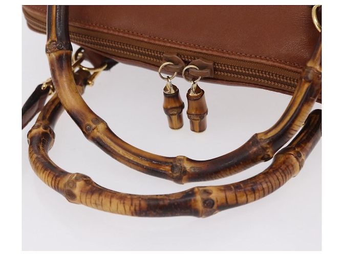 GUCCI Bamboo Hand Bag Leather 2way Brown Gold 000 1274 0290 - vista 8