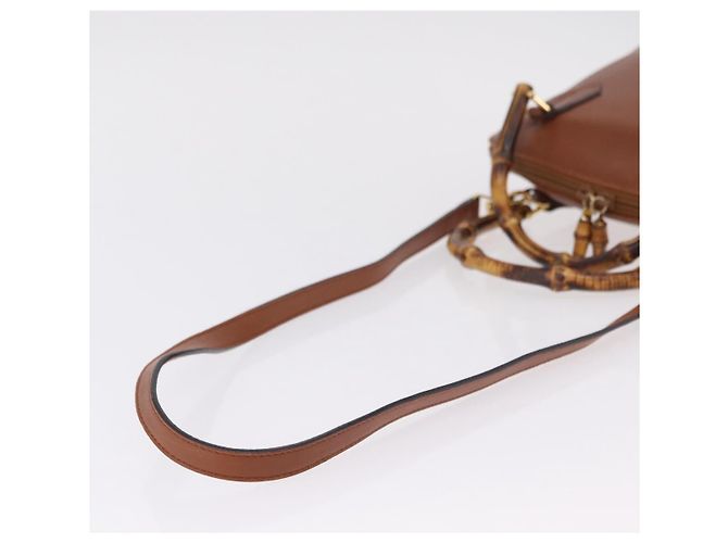 GUCCI Bamboo Hand Bag Leather 2way Brown Gold 000 1274 0290 - vista 9