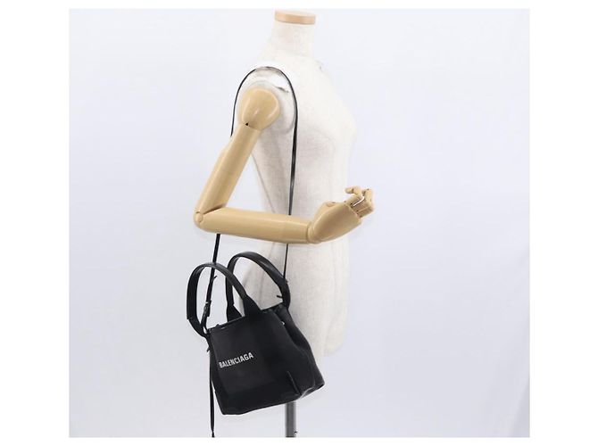 Borsa a mano BALENCIAGA Cabas XS Canvas 2way Black Silver 390346 - vista 24