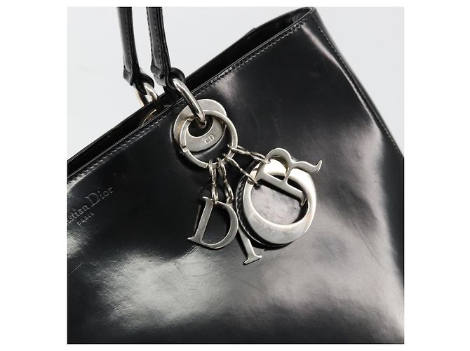 Borsa Tote Christian Dior Pelle verniciata Black Silver - vista 17