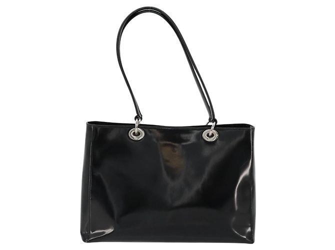 Borsa Tote Christian Dior Pelle verniciata Black Silver - vista 2