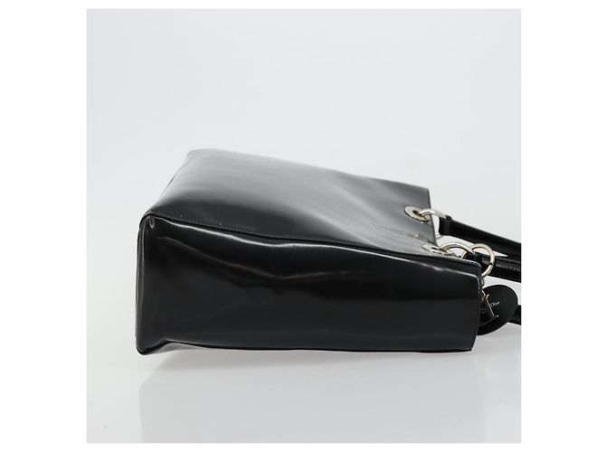 Borsa Tote Christian Dior Pelle verniciata Black Silver - vista 3