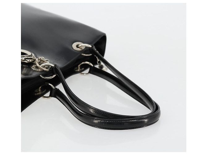 Borsa Tote Christian Dior Pelle verniciata Black Silver - vista 7