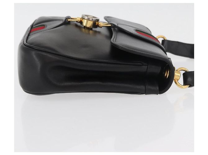 Borsa a tracolla GUCCI Web Sherry Line Jackie in pelle nera, oro e rosso - vista 3