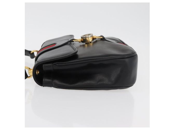 Borsa a tracolla GUCCI Web Sherry Line Jackie in pelle nera, oro e rosso - vista 4