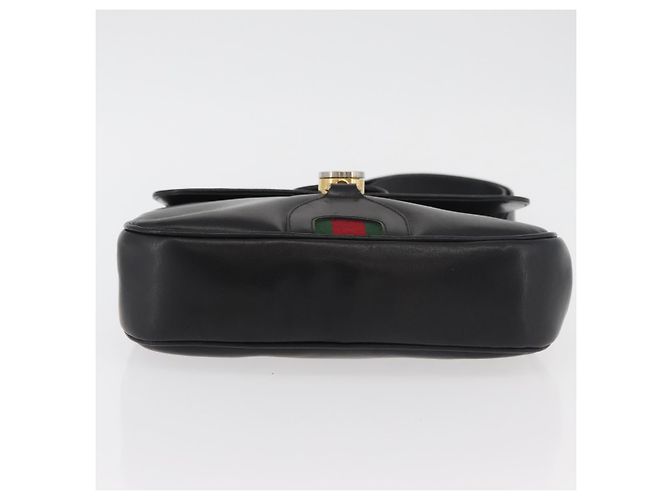 Borsa a tracolla GUCCI Web Sherry Line Jackie in pelle nera, oro e rosso - vista 5