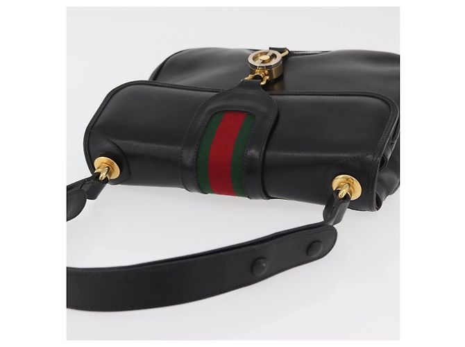 Borsa a tracolla GUCCI Web Sherry Line Jackie in pelle nera, oro e rosso - vista 6