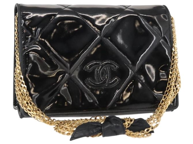 Borsa a tracolla CHANEL Matelasse con catena Smalto Nero Oro CC - vista 25