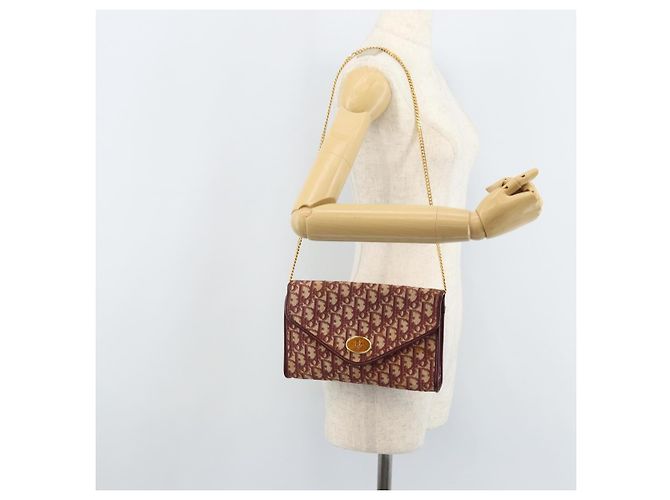 Borsa a tracolla con catena Christian Dior Trotter Canvas Rosso Oro - vista 20