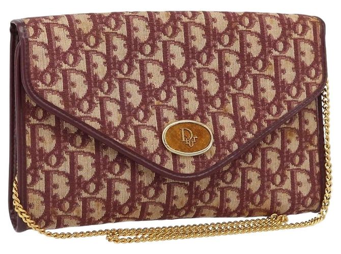 Borsa a tracolla con catena Christian Dior Trotter Canvas Rosso Oro - vista 21